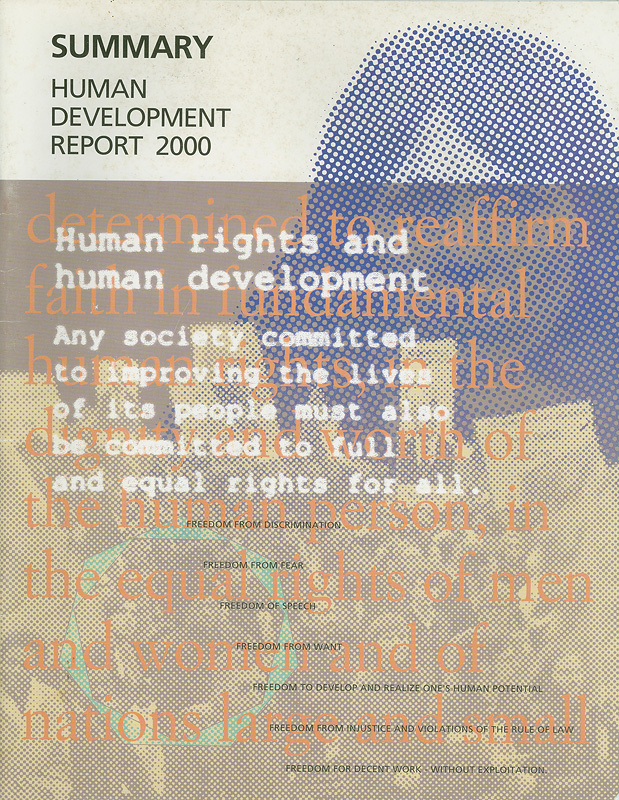 Human development report 2000 /United Nations Development Programme ||Human development report United Nations Development Programme |Summary Human development report 2000