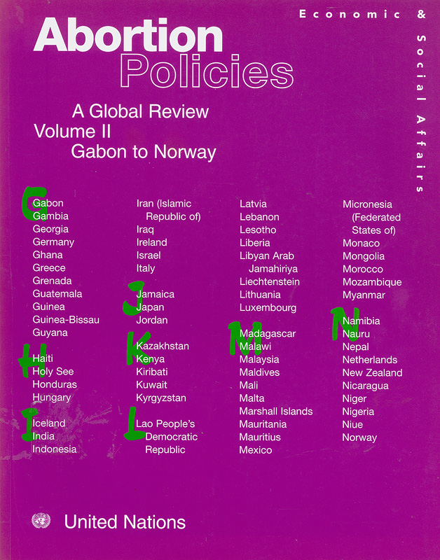 Abortion policies :a global review /Department for Economic and Social Information and Policy Analysis, United Nations